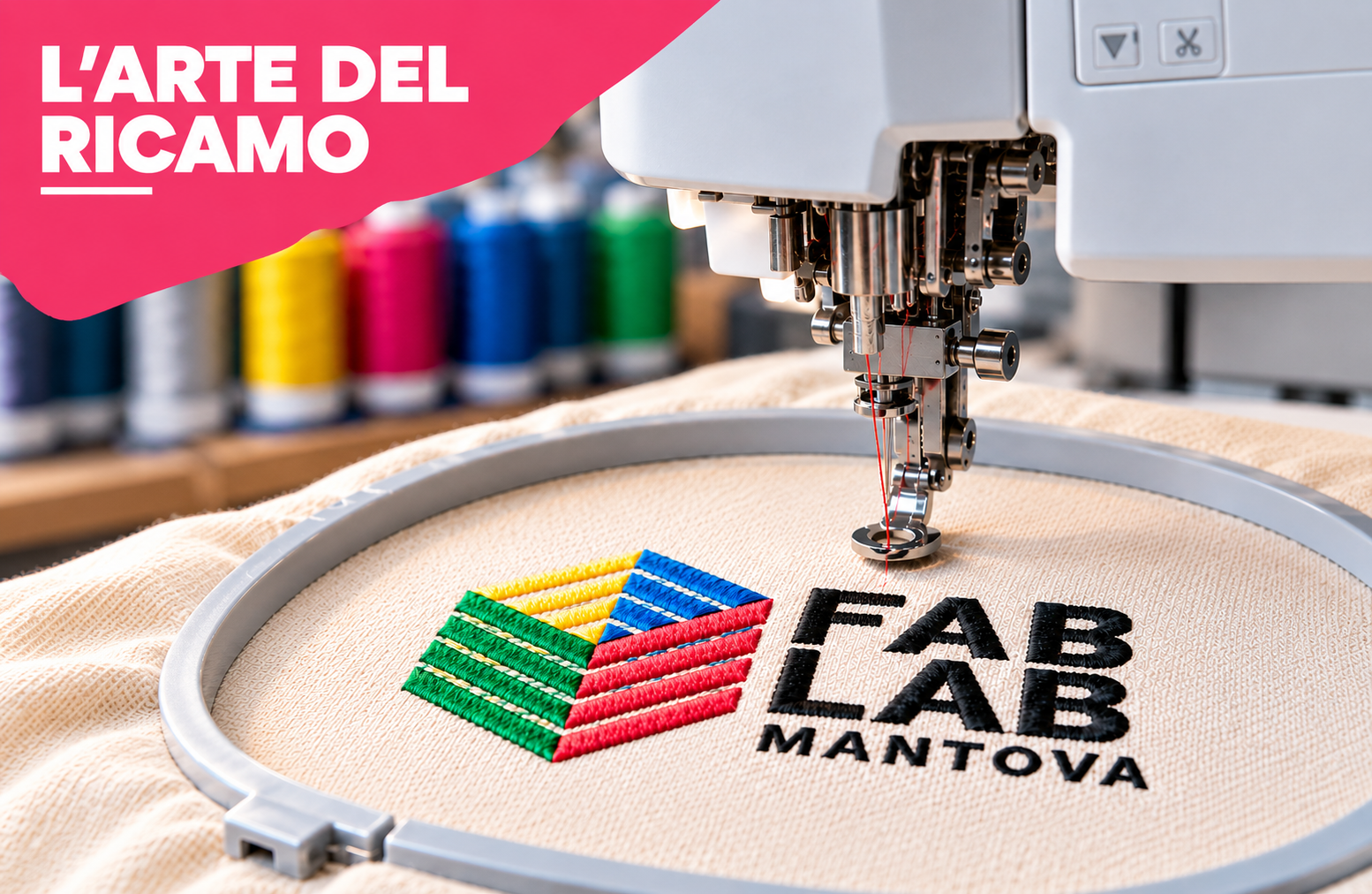 Corso autunno 2026 ricamo ricamatrice 3D fab lab Mantova